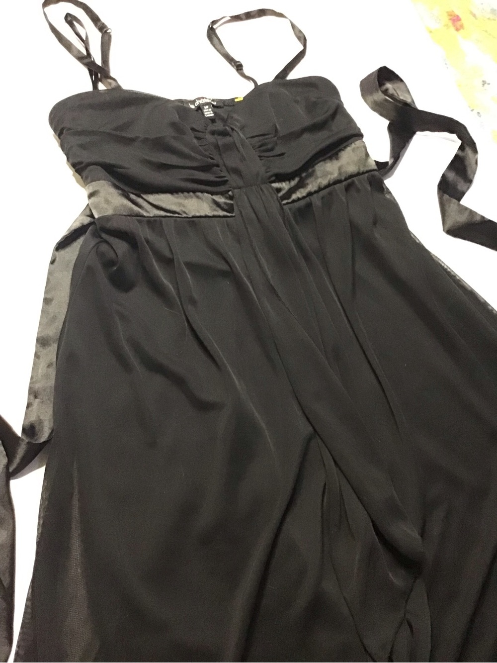 Black le Chateau stretchy Satin bow tie Trim Cocktail Dress size S/P - Picture 3 of 14